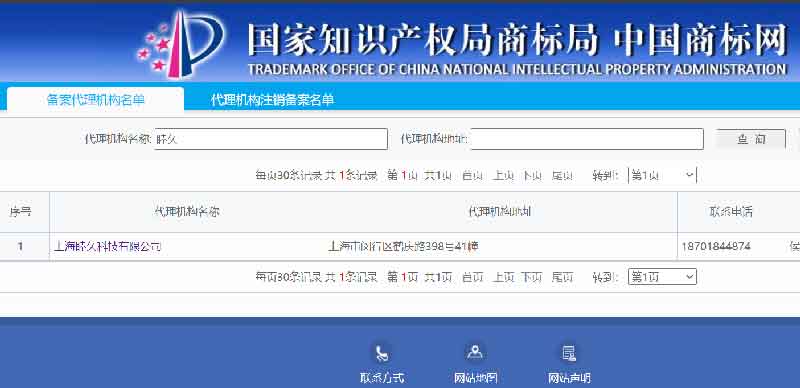 Screenshot of Mu jiu being listed on CNIPA
